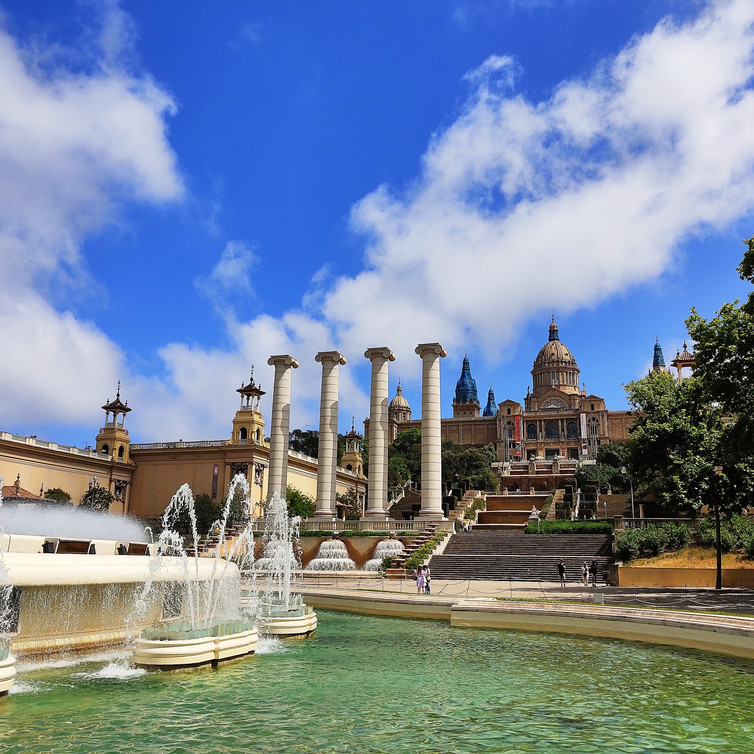 The Magic Fountain and the Palau Nacional, seen from Plaça d’Espanya.