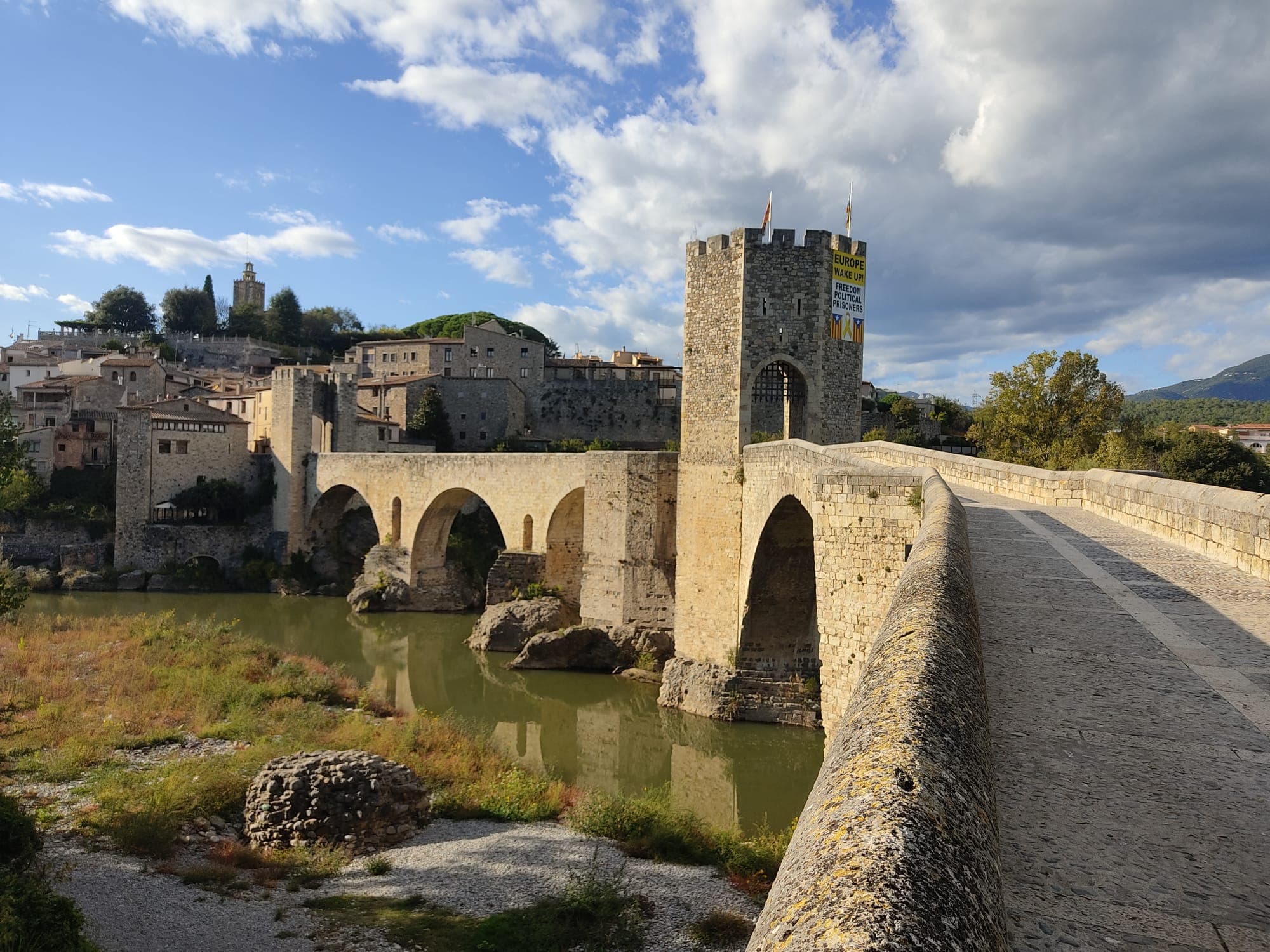 The medieval fortified bridge of Besalú over the river Fluvià in La Garrotxa