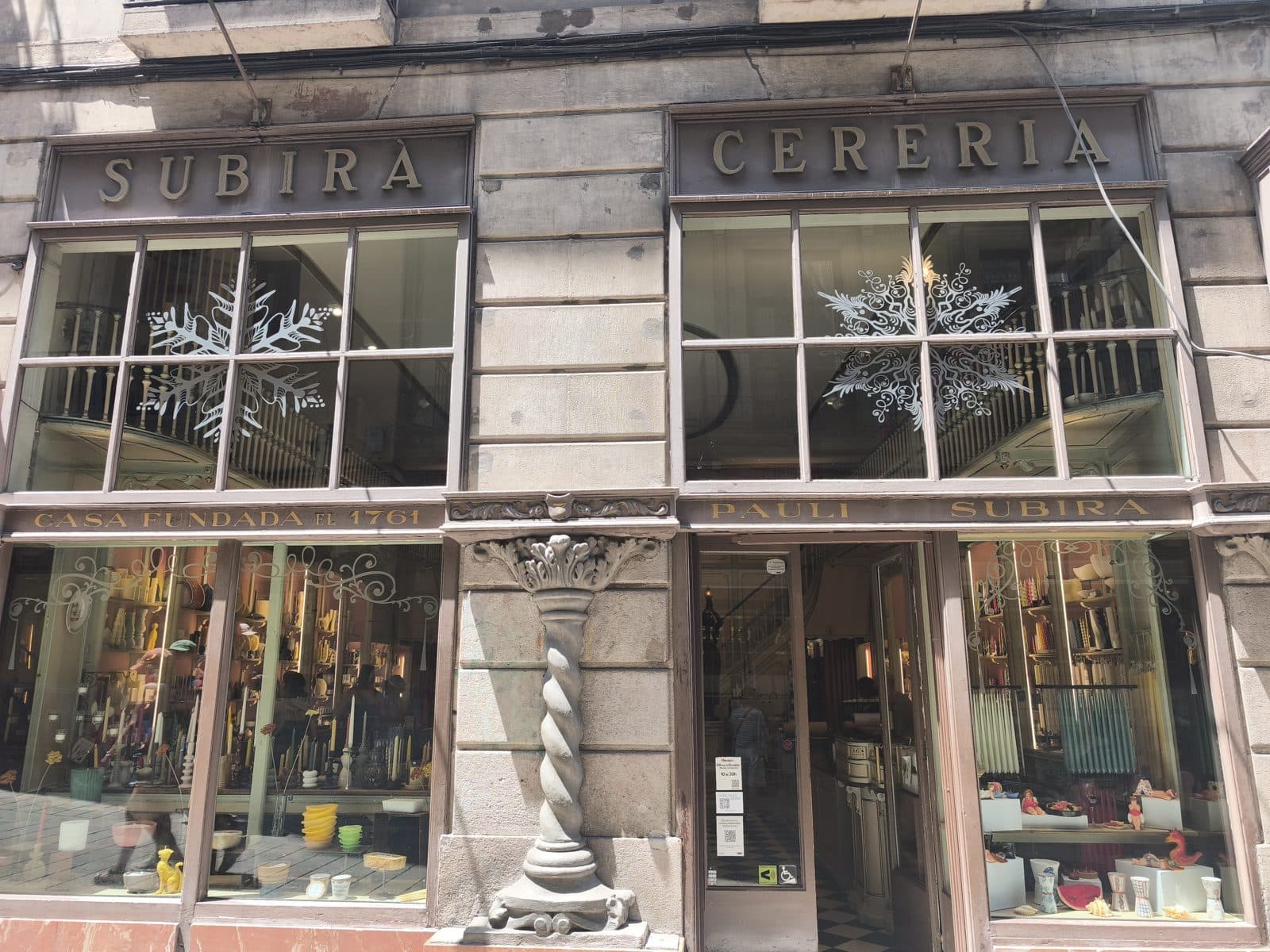 The shopfront of Cereria Subirà, Barcelona’s oldest candle shop, founded in 1761