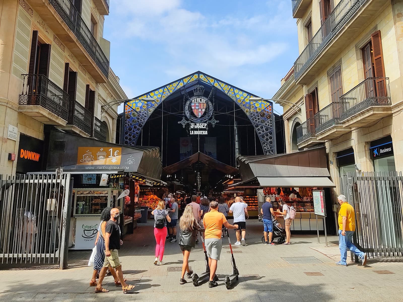 The colourful undulating roof of the Santa Caterina market in Barcelona