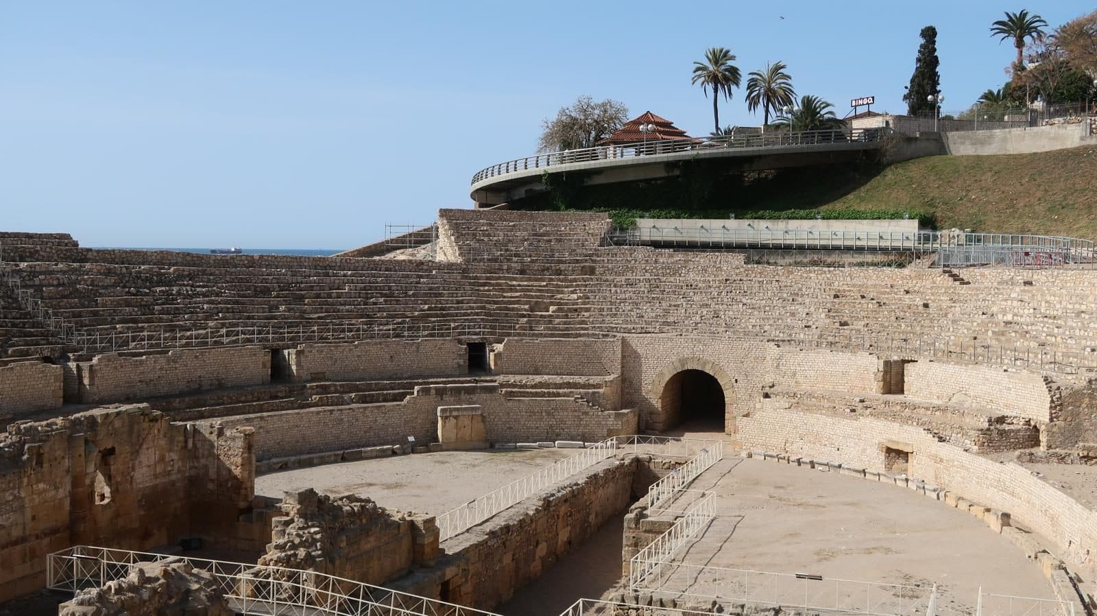 The Roman amphitheatre of Tarragona (Tarraco) overlooking the Mediterranean