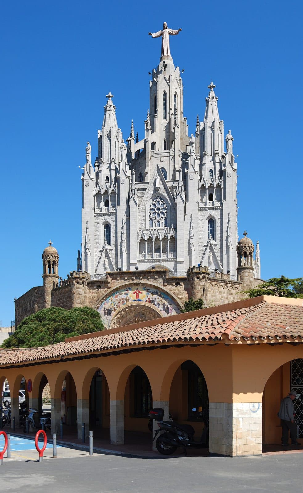 The Temple del Sagrat Cor church crowning Tibidabo hill above Barcelona