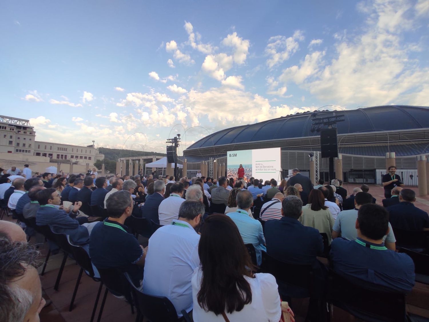 Barcelona in Context at a convention on a terrace above the harbour