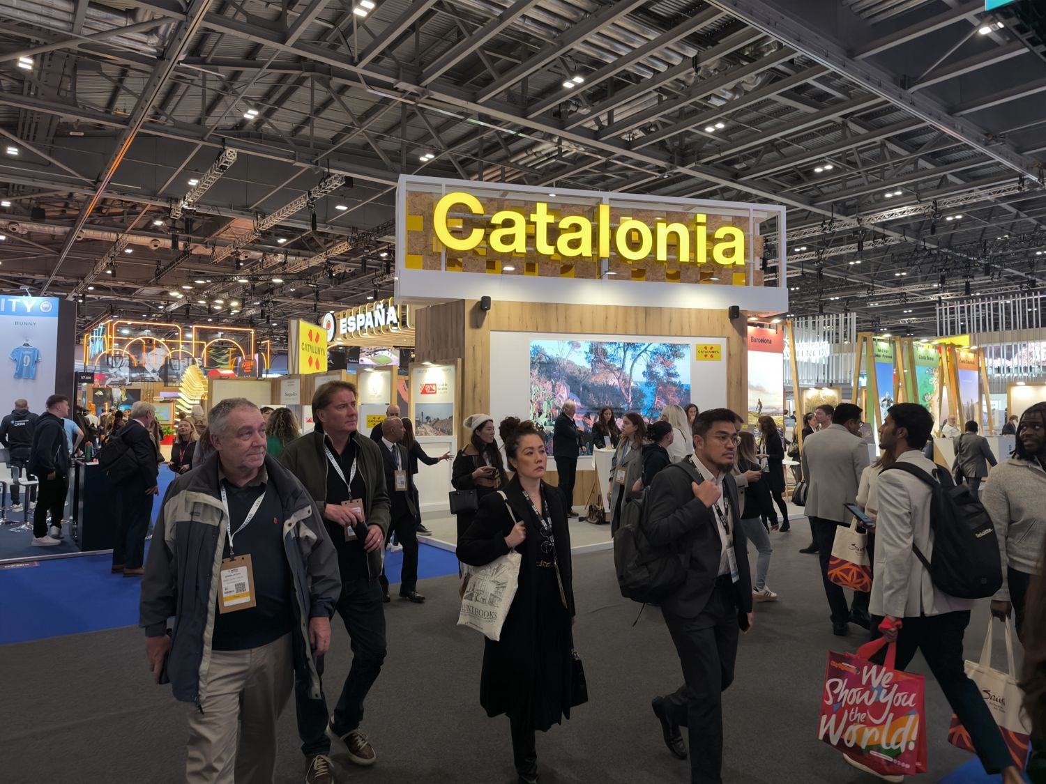 At a Catalonia stand during a tourism trade fair