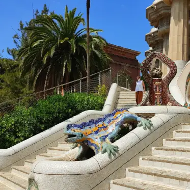 The mosaic salamander on the park’s ceremonial stair